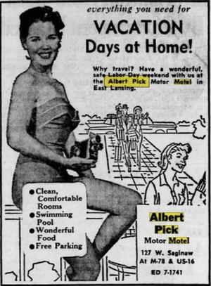 Albert Pick Motor Hotel - Aug 1960 Ad (newer photo)